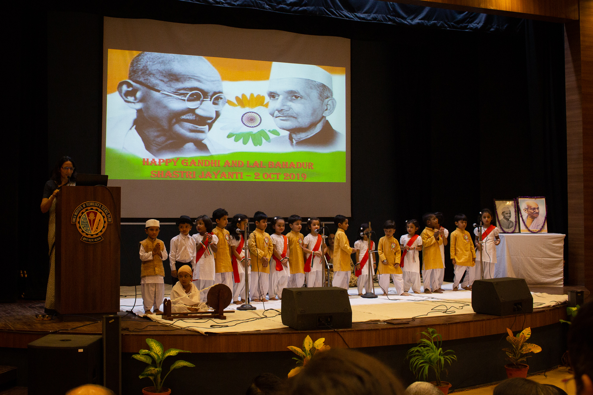 Children\\'s choir singing at Ghandi\\'s birthday celebration at BITS Pilani