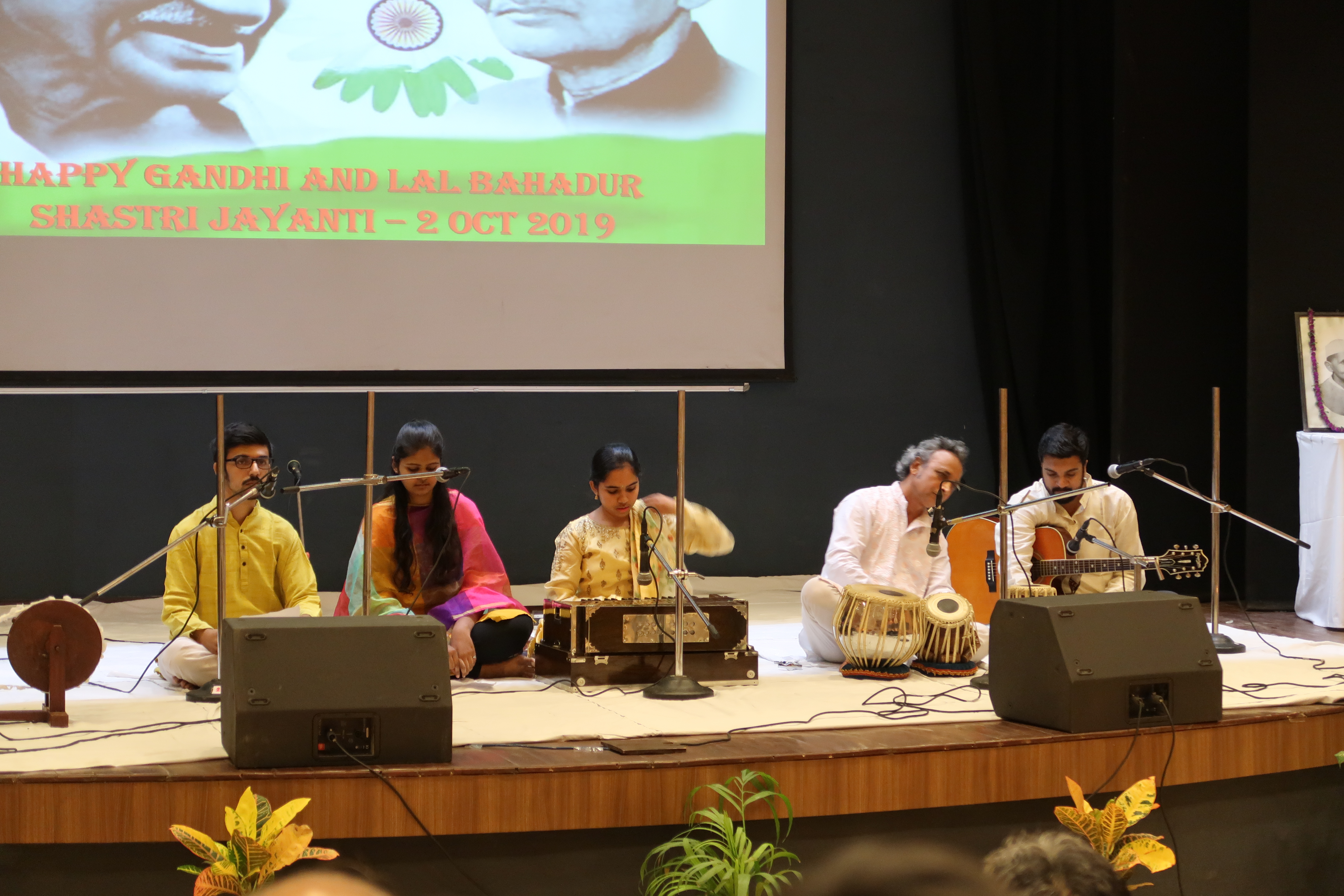 Students and faculty performing at Ghandi\\'s birthday celebration at BITS Pilani