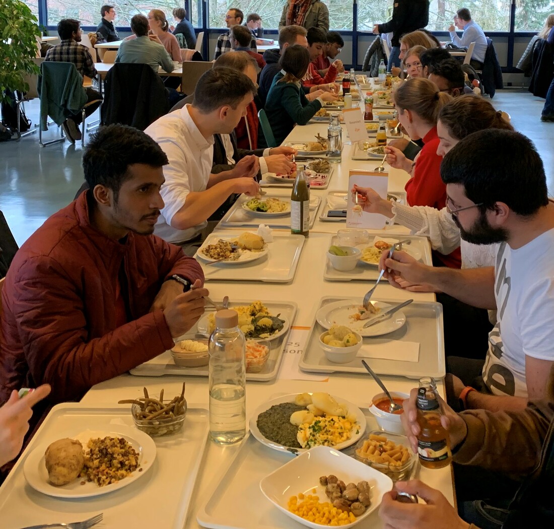 Eating lunch in the canteen